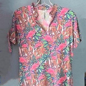 Lulu-B Dress Flamingo Design Size XL Short Sleeve